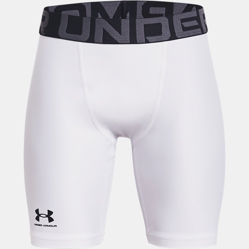 Under Armour Boys' HeatGear® Armour Shorts White / Black YXS (122 - 127 cm)